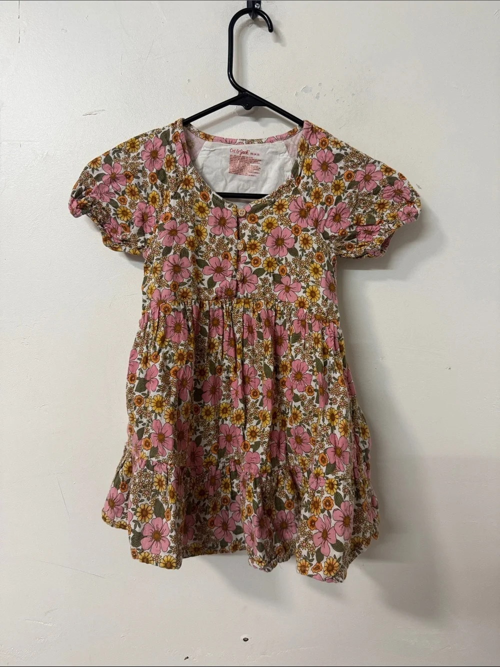 Cat & Jack Pink and Brown Floral Casual Dress